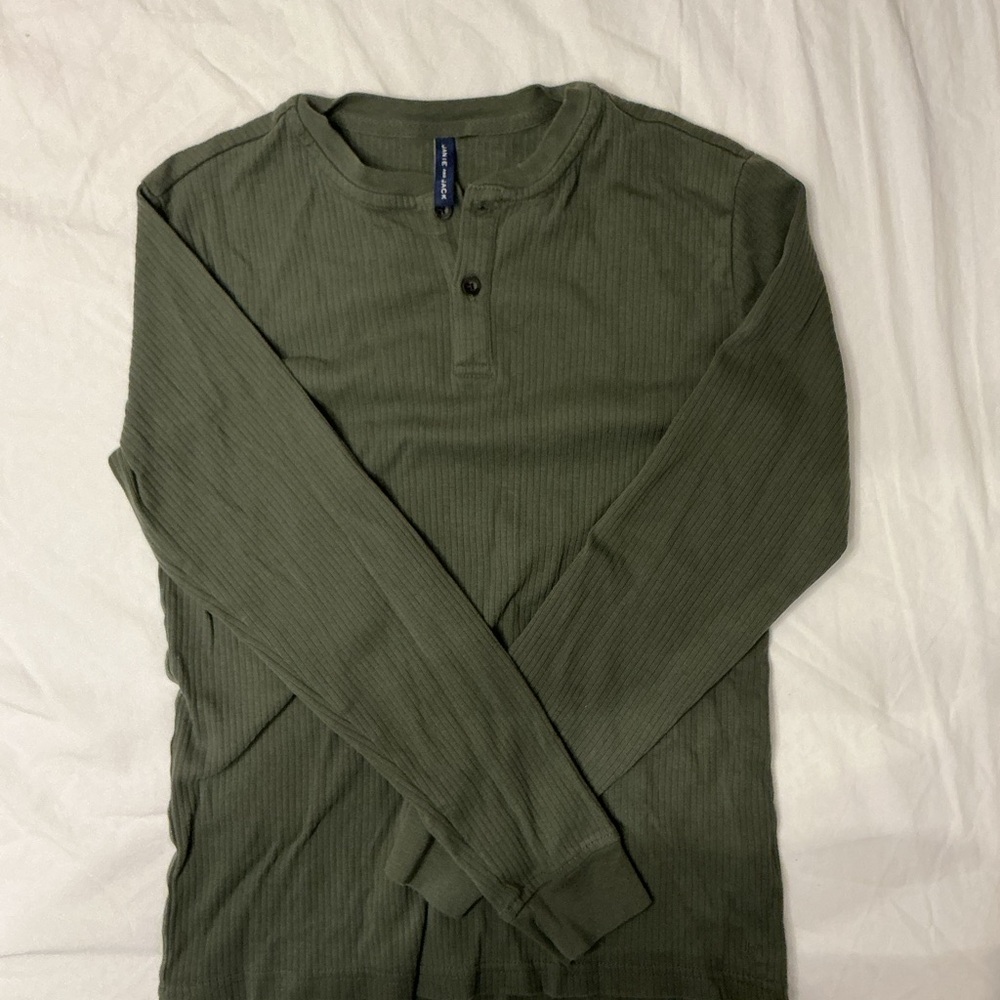 Boys Janie and Jack Size 14 Olive Green Henley Shirt